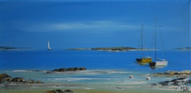 Painting titled "Bretagne n°2404" by Patrice Butel, Original Artwork, Oil Mounted on Wood Stretcher frame