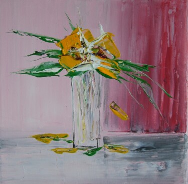 Painting titled "Bouquet de fleurs n…" by Patrice Butel, Original Artwork, Oil Mounted on Wood Stretcher frame