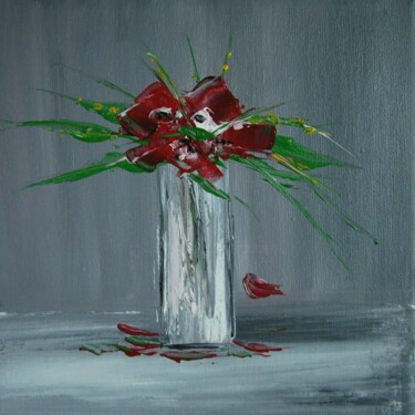 Painting titled "Bouquet de fleurs n…" by Patrice Butel, Original Artwork, Oil Mounted on Wood Stretcher frame
