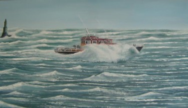 Painting titled "Sauvetage en mer" by Patrice Butel, Original Artwork, Oil