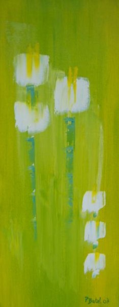 Painting titled "Tulipes blanches" by Patrice Butel, Original Artwork, Oil
