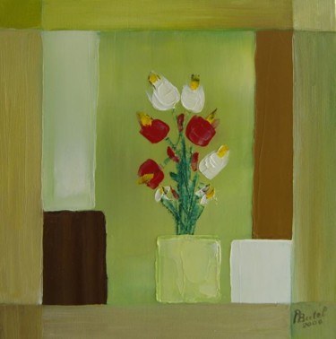 Painting titled "Bouquet de fleurs é…" by Patrice Butel, Original Artwork, Oil