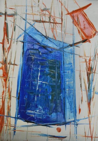Painting titled "Abstrait n°15 Bleu…" by Patrice Butel, Original Artwork, Oil
