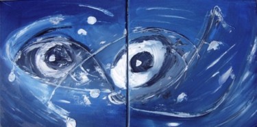 Peinture intitulée "Blue Eyes Abstrait…" par Patrice Butel, Œuvre d'art originale, Huile