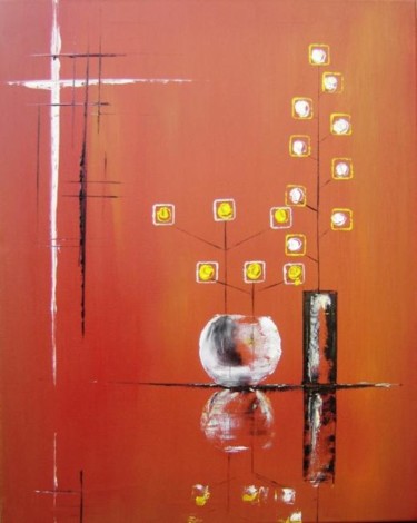 Malerei mit dem Titel "Fleurs contemporain…" von Patrice Butel, Original-Kunstwerk, Öl