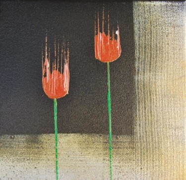 Painting titled "Tulipes rouges roug…" by Patrice Butel, Original Artwork, Oil