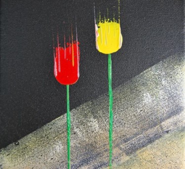 Peinture intitulée "Tulipes jaunes roug…" par Patrice Butel, Œuvre d'art originale, Huile
