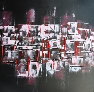 Peinture intitulée "Trogloï city" par Patrice Butel, Œuvre d'art originale, Huile