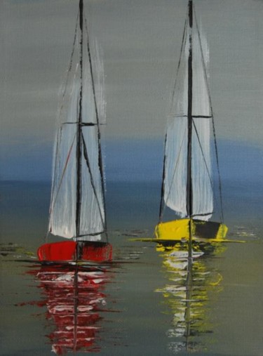 Painting titled "Voiliers sous voile…" by Patrice Butel, Original Artwork, Oil