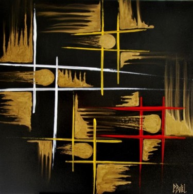 Painting titled "Abstraction dorée n…" by Patrice Butel, Original Artwork, Oil