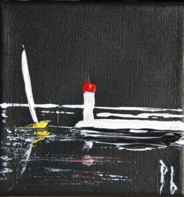 Malerei mit dem Titel "Phare Rouge & Blanc…" von Patrice Butel, Original-Kunstwerk, Öl