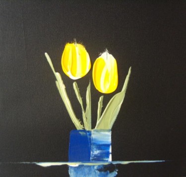 Peinture intitulée "Tulipes Jaunes" par Patrice Butel, Œuvre d'art originale, Huile