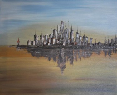 Painting titled "Manhattan" by Patrice Butel, Original Artwork, Oil