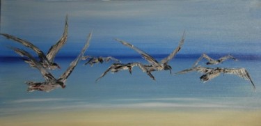 Painting titled "Mouettes" by Patrice Butel, Original Artwork, Oil