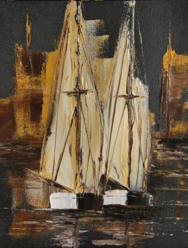Painting titled "Vieilles voiles 121" by Patrice Butel, Original Artwork, Oil