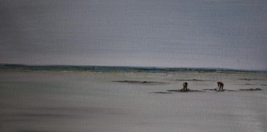 Peinture intitulée "Pêche à marée basse…" par Patrice Butel, Œuvre d'art originale, Huile
