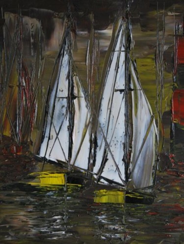 Painting titled "Vieilles Voiles 138" by Patrice Butel, Original Artwork, Oil