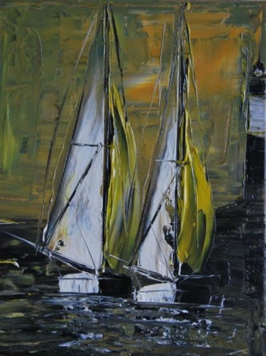 Painting titled "Vielles voiles 139" by Patrice Butel, Original Artwork, Oil