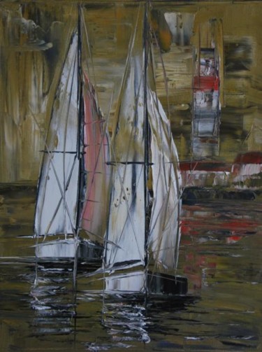 Painting titled "Vieilles voiles 148" by Patrice Butel, Original Artwork, Oil