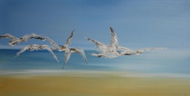 Painting titled "Mouettes 156" by Patrice Butel, Original Artwork, Oil