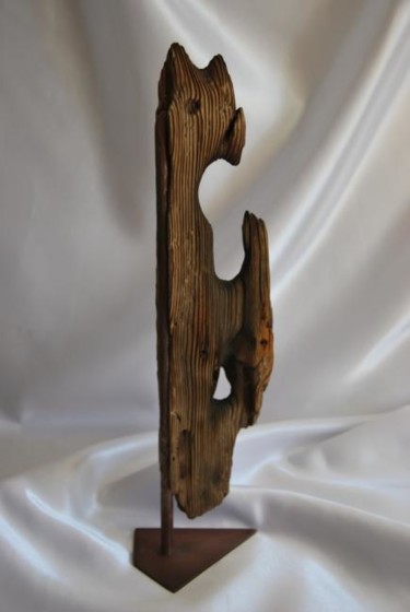 Sculpture titled "Le Chat" by Patrice Butel, Original Artwork, Wood