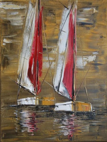 Painting titled "Vieilles voiles 240" by Patrice Butel, Original Artwork, Oil