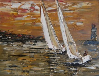 Peinture intitulée "Retour au port" par Patrice Butel, Œuvre d'art originale, Huile