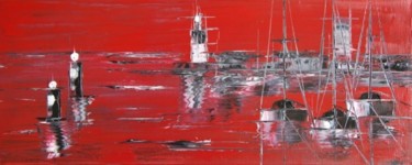 Painting titled "Port contemporain 2…" by Patrice Butel, Original Artwork, Oil