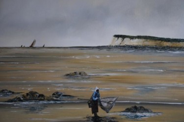 Peinture intitulée "La pêcheuse de crev…" par Patrice Butel, Œuvre d'art originale, Huile