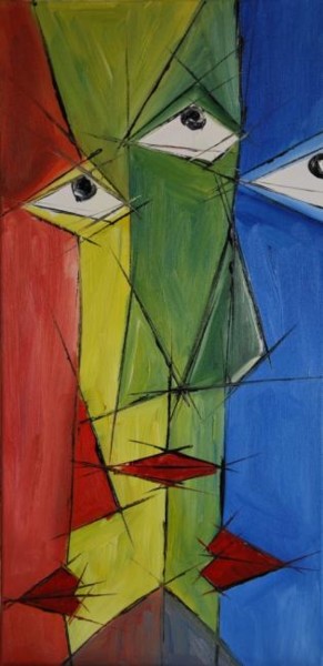 Painting titled "Expression cubique" by Patrice Butel, Original Artwork, Oil