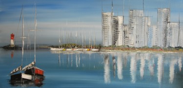 Painting titled "Sea sun Sail City 3…" by Patrice Butel, Original Artwork, Oil