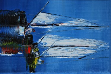 Peinture intitulée "Trois voiliers BRJ3…" par Patrice Butel, Œuvre d'art originale, Huile