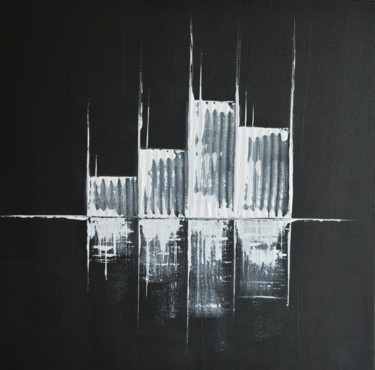 Peinture intitulée "White building in t…" par Patrice Butel, Œuvre d'art originale, Huile