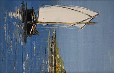 Peinture intitulée "Petit voilier breton" par Patrice Butel, Œuvre d'art originale, Huile