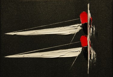 Peinture intitulée "Deux voiliers rouges" par Patrice Butel, Œuvre d'art originale