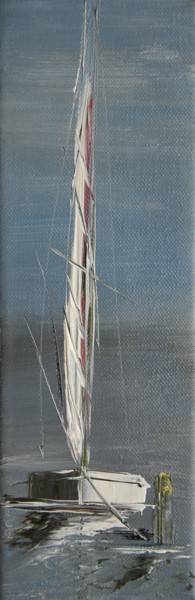 Schilderij getiteld "voilier-blanc" door Patrice Butel, Origineel Kunstwerk, Olie