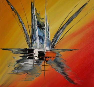 Painting titled "Splach-sailing-boat" by Patrice Butel, Original Artwork, Oil