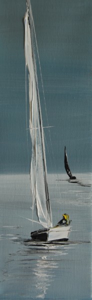 Pittura intitolato "Voilier-blanc-559" da Patrice Butel, Opera d'arte originale, Olio