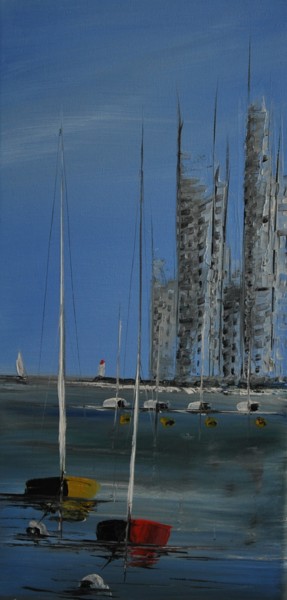 Painting titled "SEA SUN SAIL CITY 7…" by Patrice Butel, Original Artwork, Oil