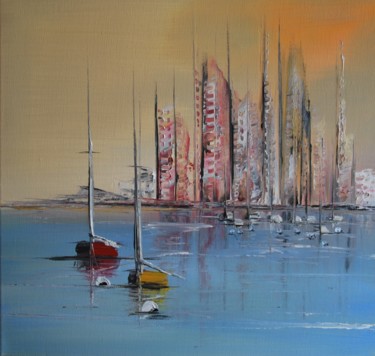 Pittura intitolato "Sail-City-705" da Patrice Butel, Opera d'arte originale, Olio