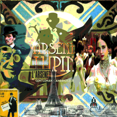 Arts numériques intitulée "Arsene Lupin  90x90…" par Patrice Fligny, Œuvre d'art originale, Travail numérique 2D Monté sur A…