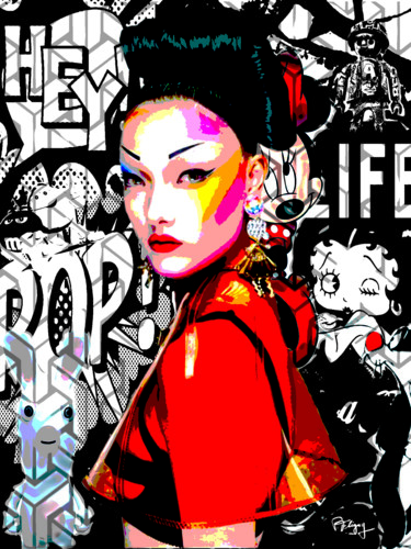 Arte digitale intitolato "chinese pop dessin" da Patrice Fligny, Opera d'arte originale, Lavoro digitale 2D