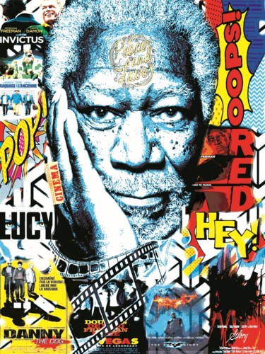 Arte digitale intitolato "Morgan Freeman  70x…" da Patrice Fligny, Opera d'arte originale, Lavoro digitale 2D