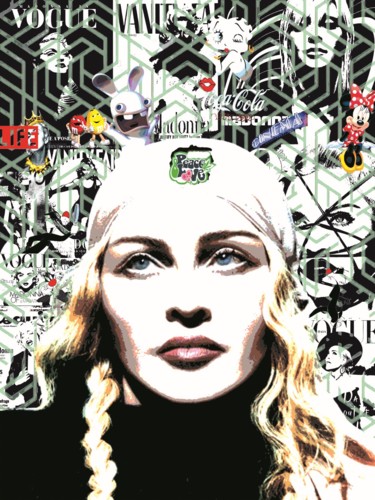 Digitale Kunst getiteld "Madonna pop toons" door Patrice Fligny, Origineel Kunstwerk, 3D-modellering Gemonteerd op Aluminium