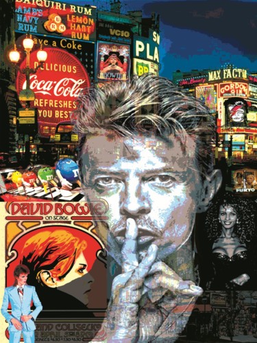 Arte digital titulada "bowie picadilly bis" por Patrice Fligny, Obra de arte original, Modelado 3D Montado en Metal