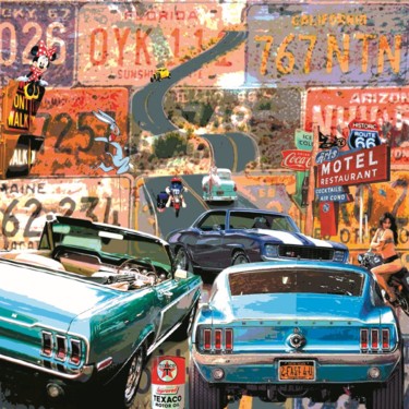 Grafika cyfrowa / sztuka generowana cyfrowo zatytułowany „America cars 2 60x6…” autorstwa Patrice Fligny, Oryginalna praca,…