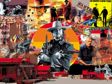 Digitale Kunst mit dem Titel "Clint Eastwood rvb1" von Patrice Fligny, Original-Kunstwerk, Acryl