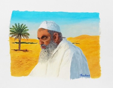 Malerei mit dem Titel "Le vieux Qatari" von Patrice Fouchard, Original-Kunstwerk, Acryl
