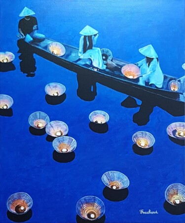 Pintura titulada "La Nuit  des Lanter…" por Patrice Fouchard, Obra de arte original, Acrílico Montado en Bastidor de camilla…