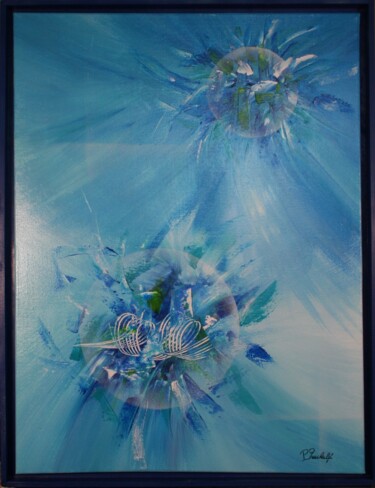 Painting titled "N°48 Bleu" by Patrice Gruchala, Original Artwork, Acrylic Mounted on Wood Stretcher frame